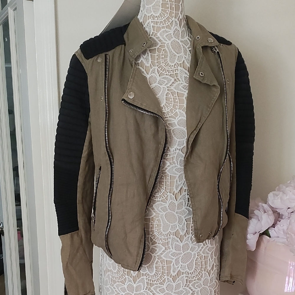 Stylish Tan and Black Women's Jacket